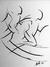 Artistic Ink Drawing, Middle-distance race Athletics, 800 m Race - by Kader KLOUCHI Painter Sculptor