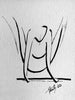 Artistic Ink Drawing, Gymnast Performing Gymnastics Figures, Uneven Bars - by Kader KLOUCHI Painter Sculptor