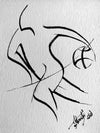 Artistic Ink Drawing, Basketball player dribbling Basketball, Overflow - by Kader KLOUCHI Painter Sculptor
