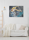 Canvas Acrylic Painting with a knife, White water descent, Canoe Living room - by Kader KLOUCHI Artiste Peintre Sculpteur
