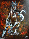 Canvas Acrylic Painting with knife, Flamboyant Thoroughbred, Horse - by Kader KLOUCHI Painter Sculptor