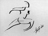 Artistic Ink Drawing, Runner Sprinter in the effort Athletics, Race - by Kader KLOUCHI Painter Sculptor