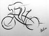 Artistic Ink Drawing, Cyclist in full effort Cycling, Time Trial - by Kader KLOUCHI Painter Sculptor