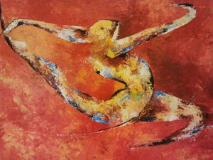 Canvas Acrylic Painting with a knife, Majestic Dancer floating in the air, Dancer - "Grâce" - by Kader KLOUCHI Painter Sculptor
