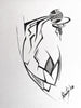 Artistic Ink Drawing, Basketball Player in Back Dunk, Basketball Dunk - by Kader KLOUCHI Painter Sculptor