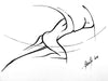 Artistic Ink Drawing in pen, Sprinter - athletics, Finish - Long Jumper - by Kader KLOUCHI Painter Sculptor