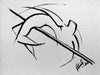Pen Artistic Ink Drawing, High Jumper in Fosbury Athletics, High Jump - by Kader KLOUCHI Painter Sculptor