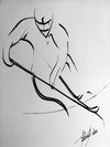 Artistic Ink Drawing, Hockey Player controlling his puck, Ice Hockey - by Kader KLOUCHI Artiste Peintre Sculpteur