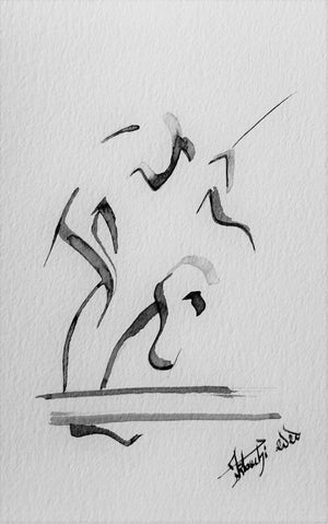 Artistic Ink Drawing in pen, Hurdler hurdler face Athletics - Face hurdle - by Kader KLOUCHI Painter Sculptor