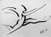 Dessin Encre Artistique à la plume, Ramené de Saut en Longueur Athlétisme, Saut en Longueur - par Kader KLOUCHI Artiste Peintre Sculpteur