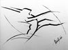 Artistic Ink Drawing, Long Jumper Athletics, Long Self-Representation - by Kader KLOUCHI Painter Sculptor