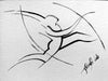 Artistic Ink Drawing, Long Jumper in the air Athletics, Long Suspension - by Kader KLOUCHI Painter Sculptor