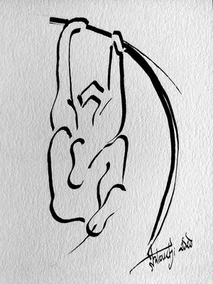 Artistic Ink Drawing, Flight of the Pole Vaulter Pole Vaulter Athletics, Pole Vault - by Kader KLOUCHI Painter Sculptor