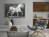 Canvas Acrylic Painting with a knife, Thoroughbred Black and White Living Room - by Kader KLOUCHI Painter Sculptor