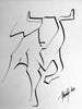 Artistic Ink Drawing, Purified Bull - by Kader KLOUCHI Painter Sculptor