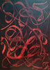 Série Arabesques - Courbes d'un rouge profond, marquant le mouvement fluide de ces volutes - par Kader KLOUCHI Artiste Peintre Sculpteur