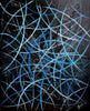 Série Univers en Mouvement - Toile Acrylique Nuances de Bleus sur fond noir - par Kader KLOUCHI Artiste Peintre Sculpteur - L'Art de Vaincre