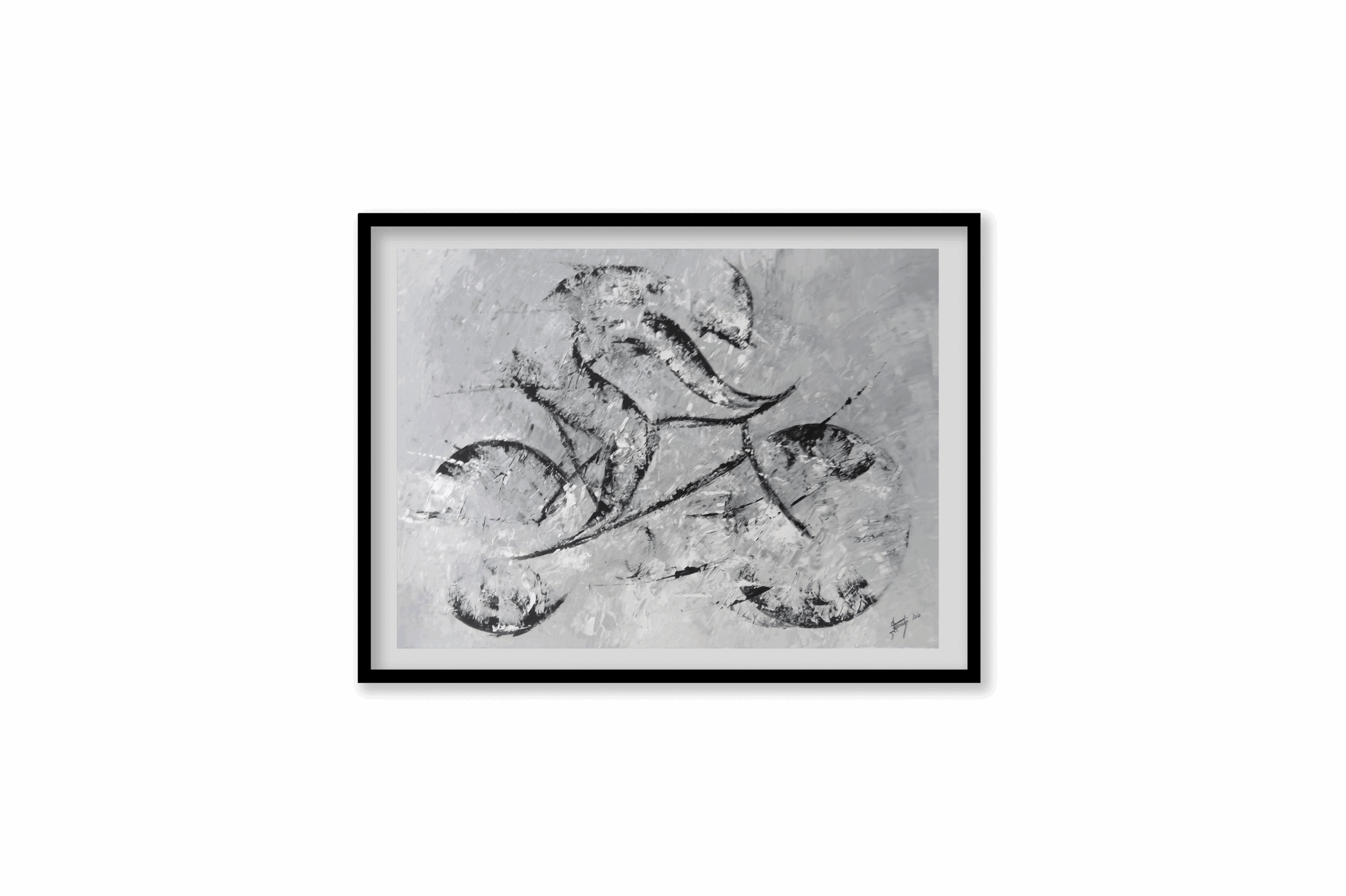 Toile Peinture Acrylique au couteau, Cycliste en action, Bike - par Kader KLOUCHI Artiste Peintre Sculpteur