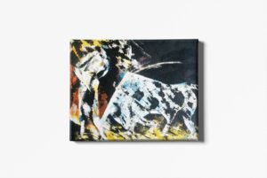 Toile Peinture Acrylique au couteau, Matador en action, Tauromachie Tableau - par Kader KLOUCHI Artiste Peintre Sculpteur