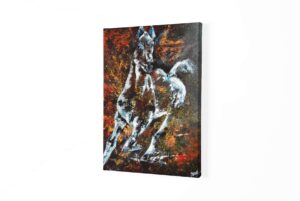 Toile Peinture Acrylique au couteau, Pur Sang flamboyant, Cheval Tableau - par Kader KLOUCHI Artiste Peintre Sculpteur