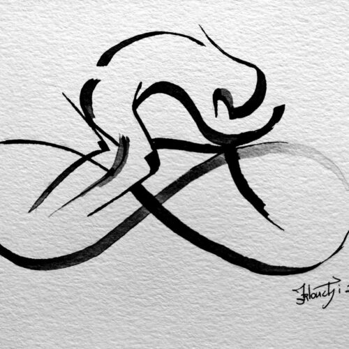 Dessin Encre Artistique, Cycliste roulant vers l'infini Cyclisme, Cycling  Infini - par Kader KLOUCHI Artiste Peintre Sculpteur