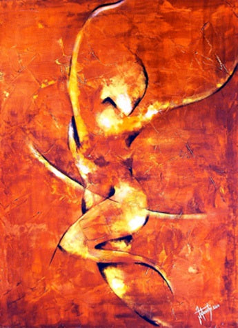 Toile Peinture Acrylique au couteau, Danseuse tourbillonant au rythme de la musique, Danseuse - "Tourbillon" - par Kader KLOUCHI Artiste Peintre Sculpteur