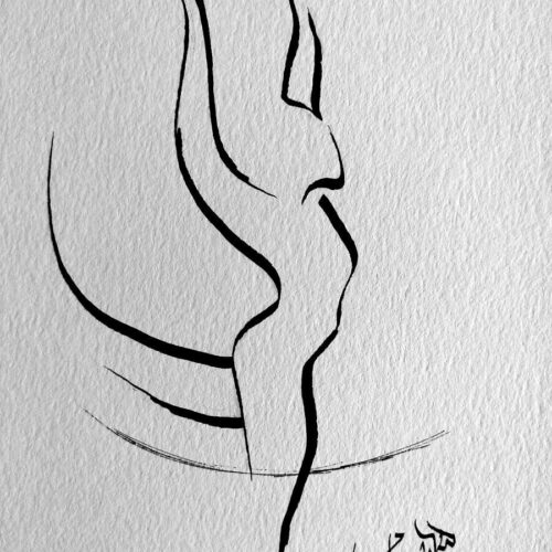 Dessin Encre Artistique, Danseuse élégante, Elégance - par Kader KLOUCHI Artiste Peintre Sculpteur