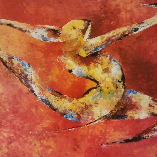 Toile Peinture Acrylique au couteau, Danseuse Majestueuse flottant dans les airs, Danseuse - "Grâce" - par Kader KLOUCHI Artiste Peintre Sculpteur