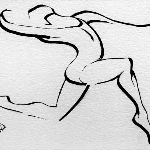 Dessin Encre Artistique à la plume, Danseuse pleine de Grâce, Danseuse - par Kader KLOUCHI Artiste Peintre Sculpteur