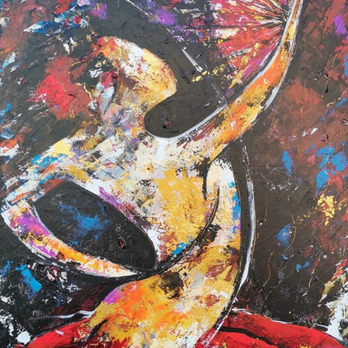 Toile Peinture Acrylique au couteau, Danseuse de Falmenco, Flamenca - par Kader KLOUCHI Artiste Peintre Sculpteur