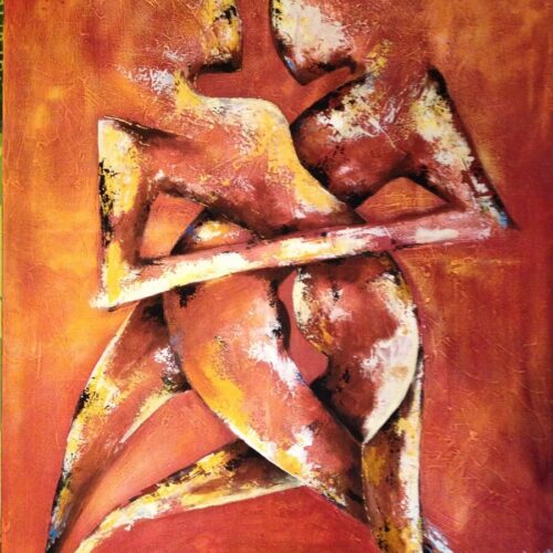 Toile Peinture Acrylique au couteau, Danse de Salon, Tango - par Kader KLOUCHI Artiste Peintre Sculpteur