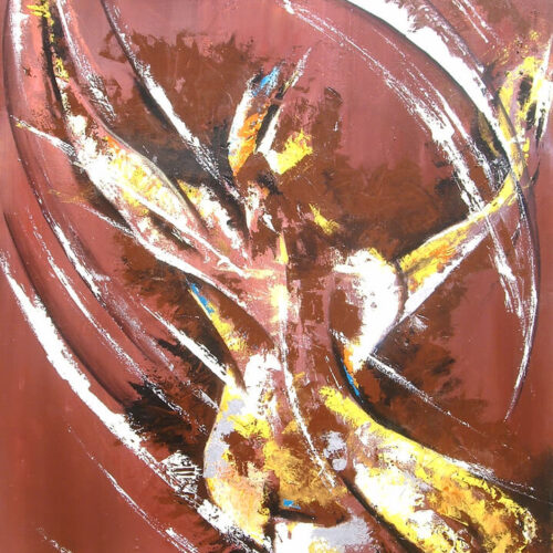 Toile Peinture Acrylique au couteau, Tennisman/tenniswoman au service, Tennis - par Kader KLOUCHI Artiste Peintre Sculpteur