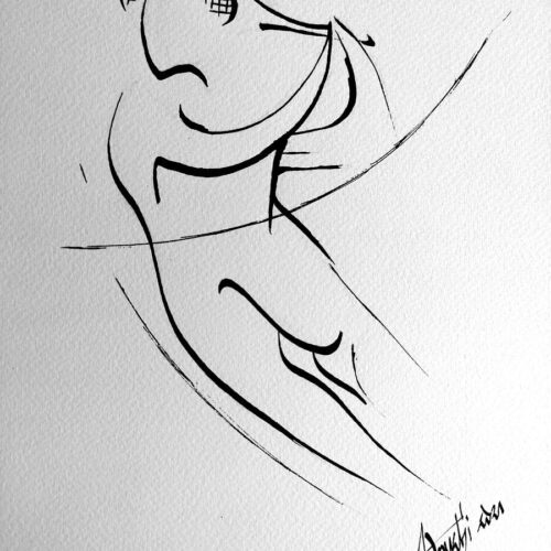 Dessin Encre Artistique, Joueur de Tennis, Tennisman - par Kader KLOUCHI Artiste Peintre Sculpteur